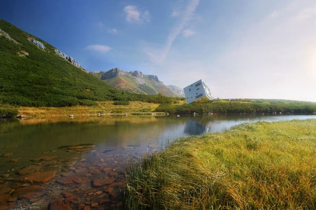 Atelier 8000 Envisions Surrealist Cube House as Mountain Retreat