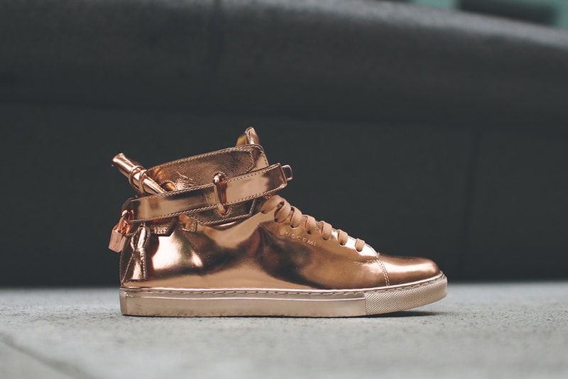 Buscemi 100mm High Top Rose Gold Sneaker
