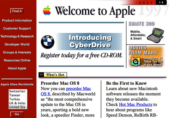 HUH. Looks Back at Apple's Website Changes Since 1997