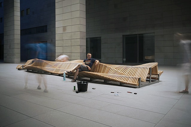 Long Wooden Bench by Piotr Zuraw 