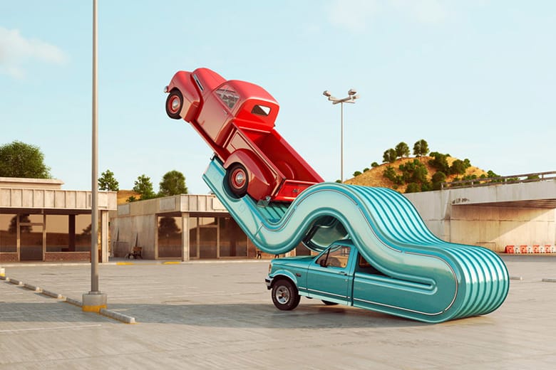 Chris Labrooy Manipulates Pickup Trucks for "Tales of Auto Elasticity" 