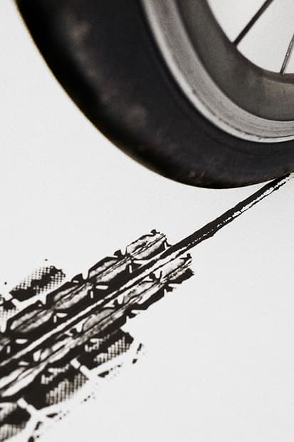Thomas Yang Makes Illustrations Using Bicycle Tire Tracks