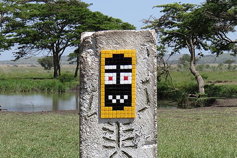 Invader Invades the Serengeti with Tile Art