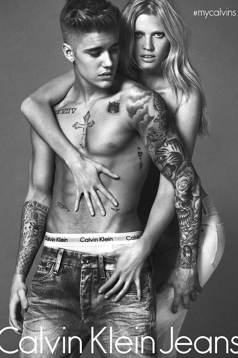 Justin Bieber & Lara Stone in Calvin Klein 2015 Spring Global Advertising  Campaign