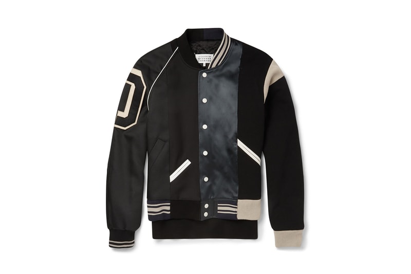 Maison Martin Margiela Satin-Panelled Cotton-Twill Varsity Jacket