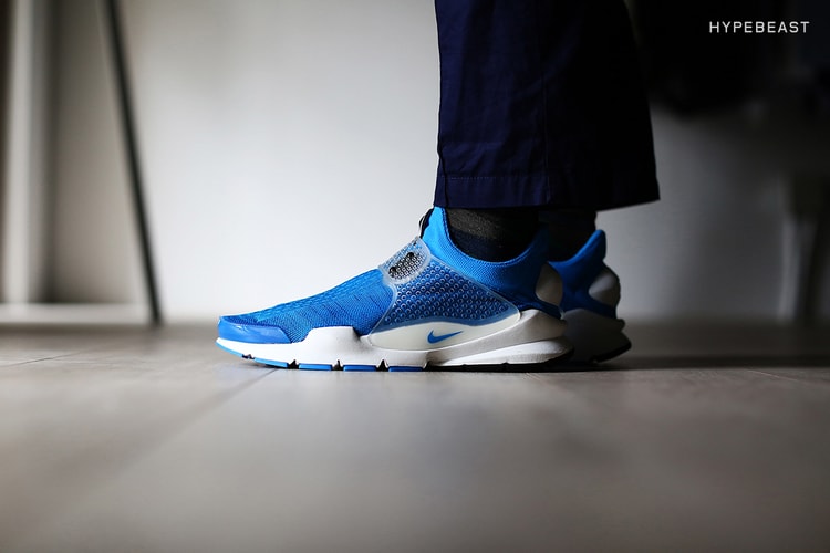 A Closer Look at the fragment design x NikeLab Sock Dart "Pool Blue"