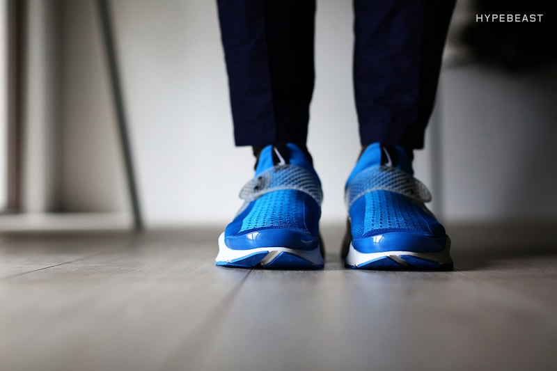A Closer Look at the fragment design x NikeLab Sock Dart "Pool Blue"