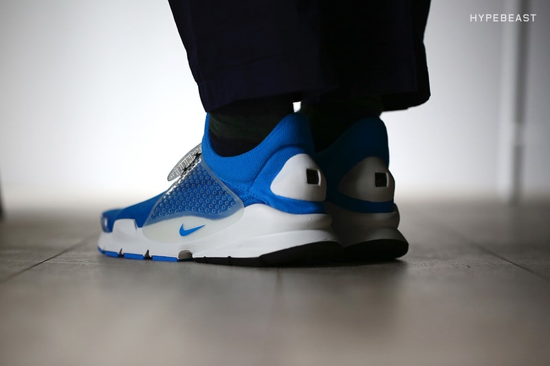 A Closer Look at the fragment design x NikeLab Sock Dart "Pool Blue"