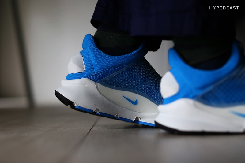 A Closer Look at the fragment design x NikeLab Sock Dart "Pool Blue"