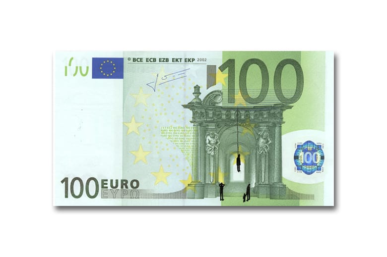 Stefanos Defaces Euro Banknotes As Art