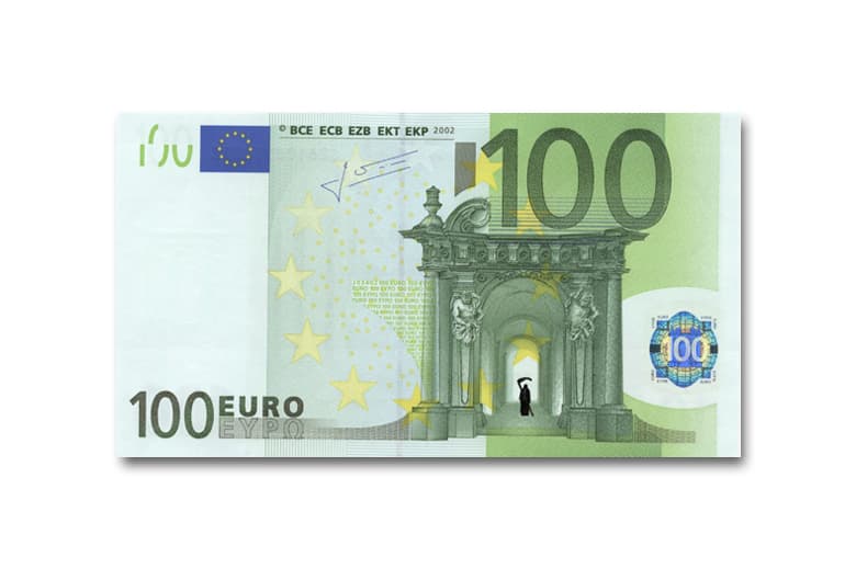 Stefanos Defaces Euro Banknotes As Art