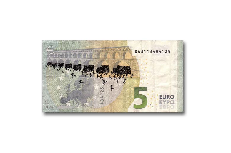 Stefanos Defaces Euro Banknotes As Art