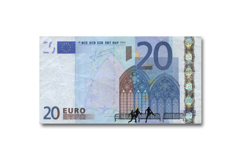 Stefanos Defaces Euro Banknotes As Art