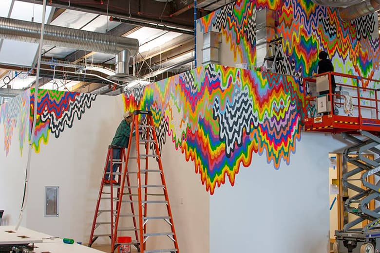 Artist Jen Stark's Psychedelic Murals for Facebook HQ