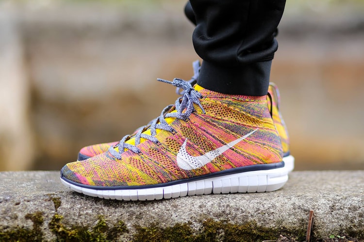 Nike Free Flyknit Chukka Midnight Navy/White-True Yellow