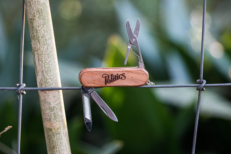 Sneaker Politics Classic Wood Grain Keychain Army Knife  