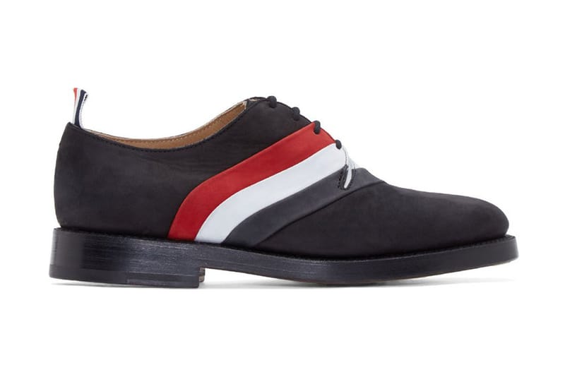 Thom Browne Black Nubuck Tricolore Derby Shoes