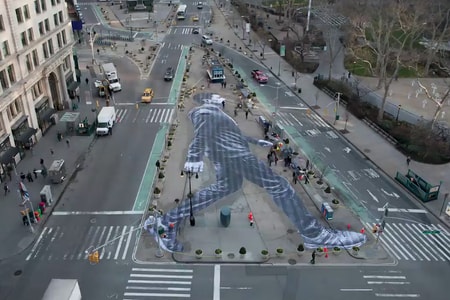 A Time-Lapse of Artist JR Creating a Large-Scale Mural in Manhattan