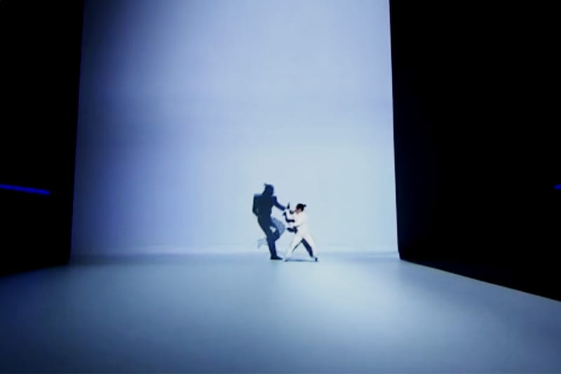 Projection-Mapped Choreographed Kung-Fu Fight Between Man and His Shadow