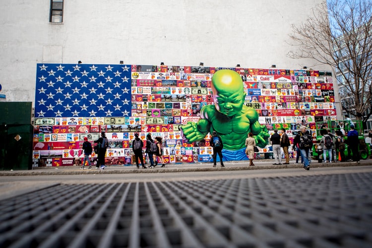 Ron English's New "Popaganda" Bowery Mural Pairs an American Flag With a Hulk Baby