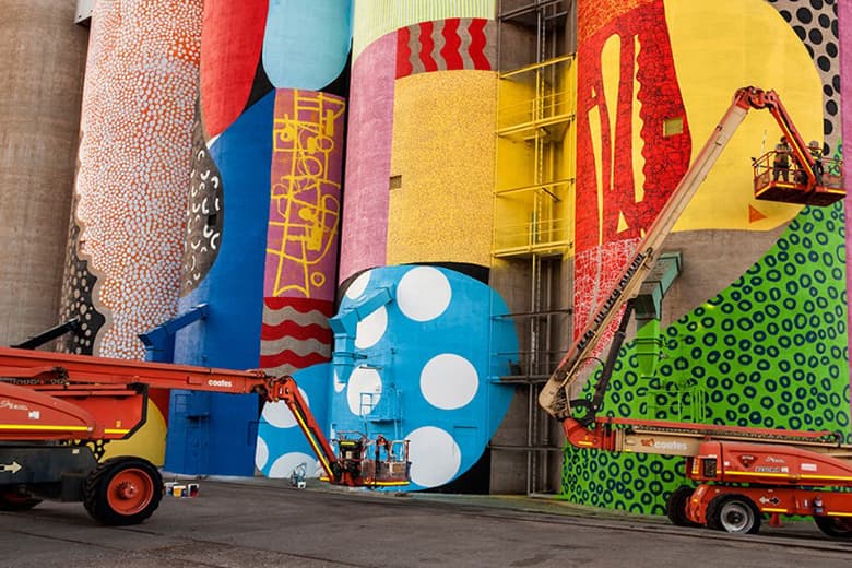 HENSE Giant Mural on Grain Silos in Western Australia