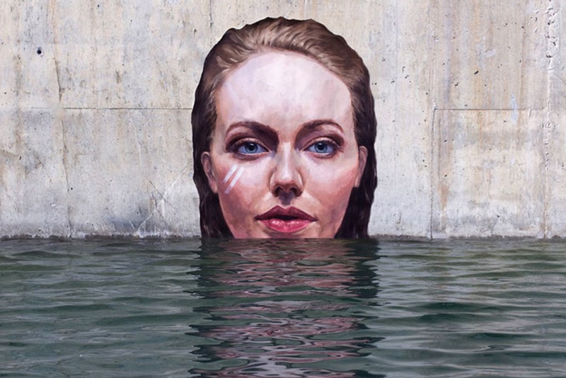 Surfer Paints Hyper-Realistic Bathing Ladies at Water's Edge