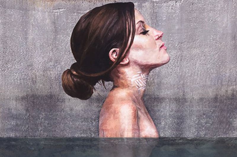 Surfer Paints Hyper-Realistic Bathing Ladies at Water's Edge