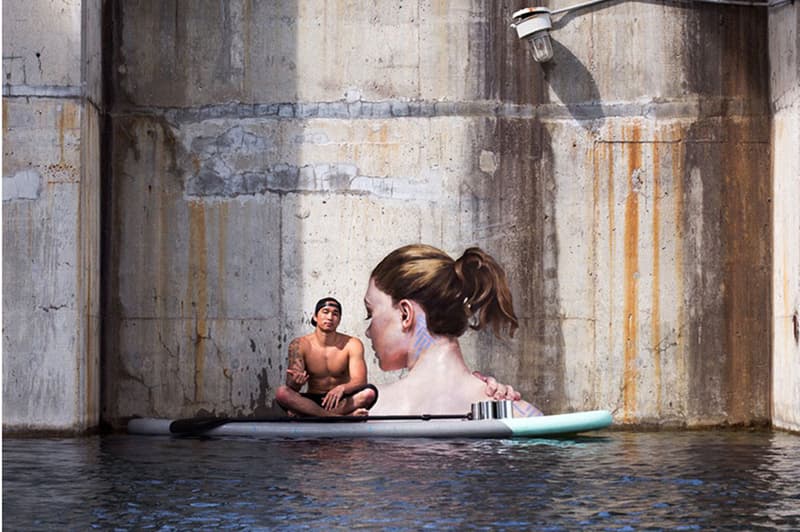 Surfer Paints Hyper-Realistic Bathing Ladies at Water's Edge