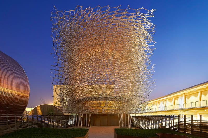 The UK Pavilion Presents a Giant Aluminum Beehive