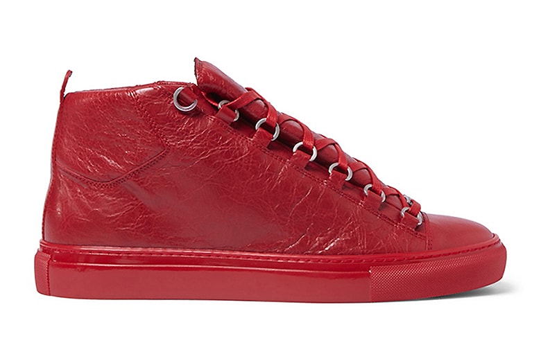 Balenciaga Arena Creased Red Leather Sneakers 