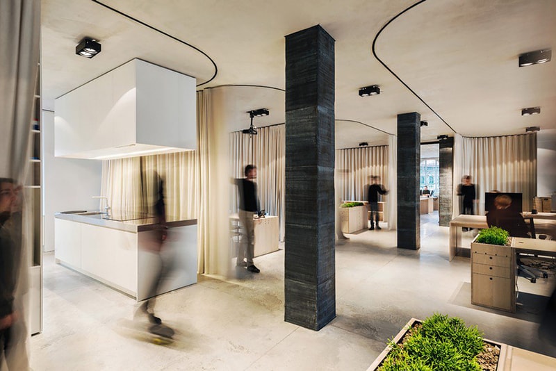 Dekleva Gregoric Architects Uses Curtains to Create Rooms in This Office Design