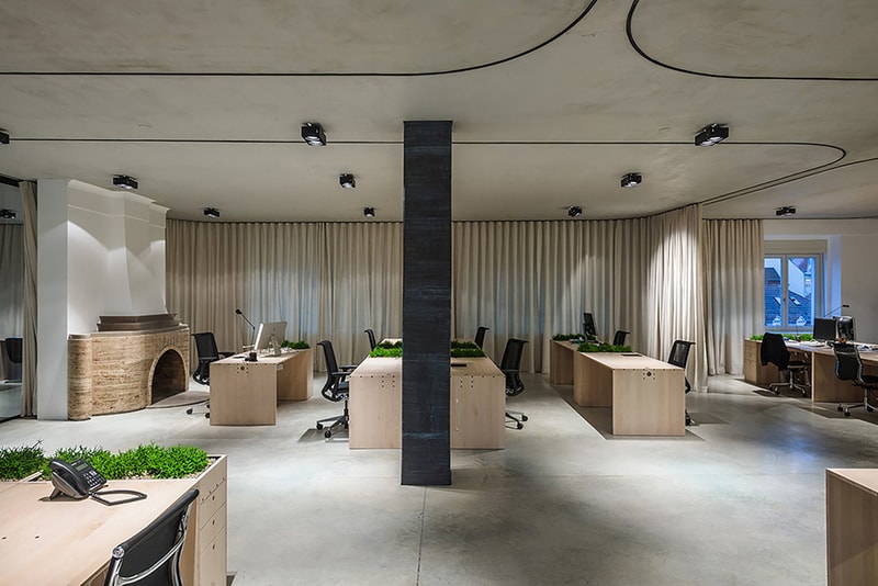 Dekleva Gregoric Architects Uses Curtains to Create Rooms in This Office Design