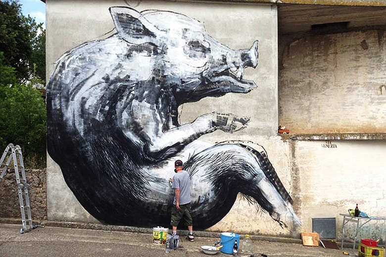 ROA Street Art Mural in Sardinia