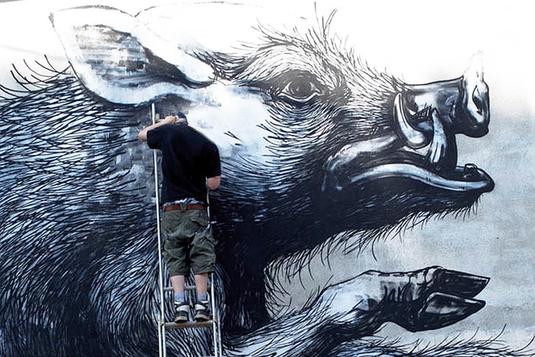 ROA Street Art Mural in Sardinia
