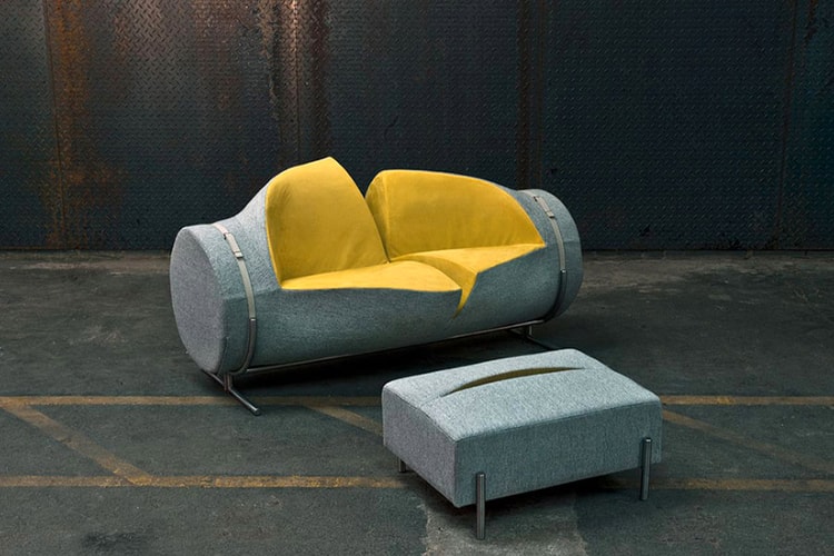 Slashed Sofa and Ottoman by Charlotte Kingsnorth