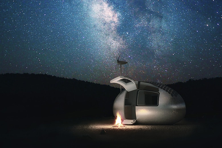 The Ecocapsule is Self-Sufficient on Solar and Wind Energy