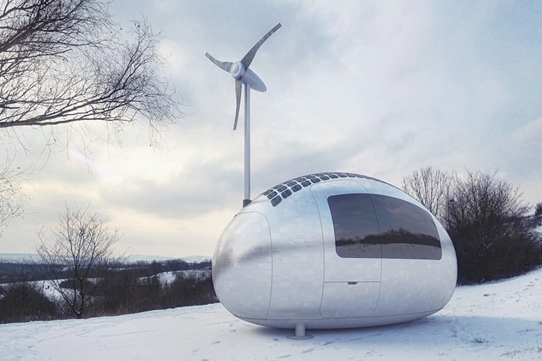 The Ecocapsule is Self-Sufficient on Solar and Wind Energy