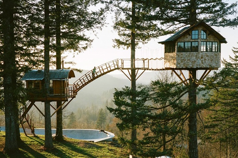 This Self-Built Treehouse Has a Skate Bowl and Hot Tub Underneath