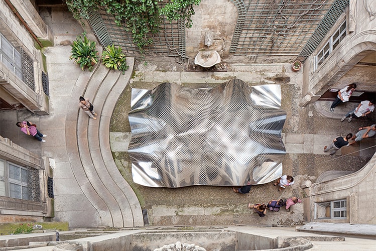 FAKT Creates an Aluminum Cloudscape in a French Courtyard