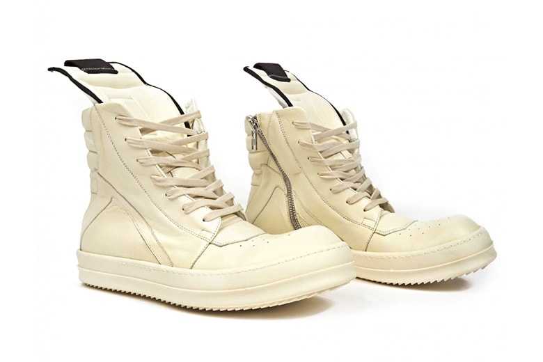Rick Owens Geobasket Leather Sneakers "Off-White"