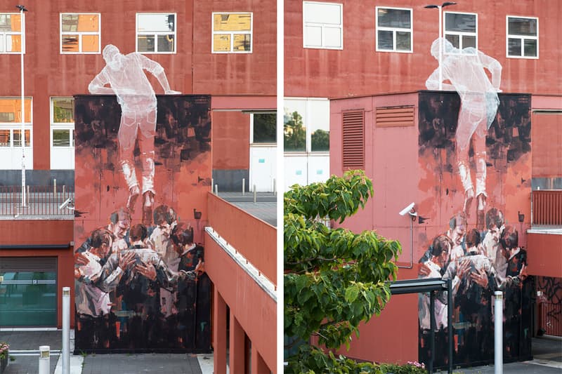 This Mixed Media Sculpture Emerges From the Wall in Università Bicocca in Milan