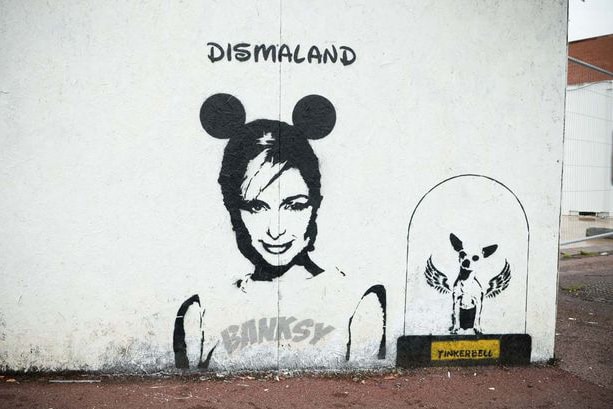 Paris Hilton & Tinkerbell Promote Graffiti Artist Banksy's Dismaland