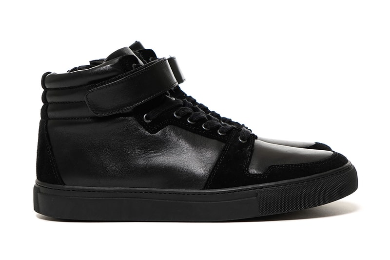 SOPHNET 2015 Fall Winter Velcro Strap High Top Zip Up Leather Sneaker Black White