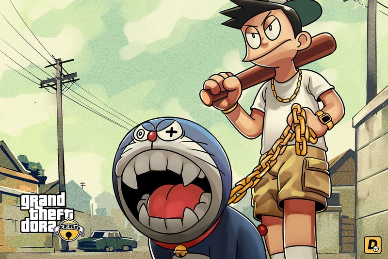 Doraemon Grand Theft Auto Video Game Art