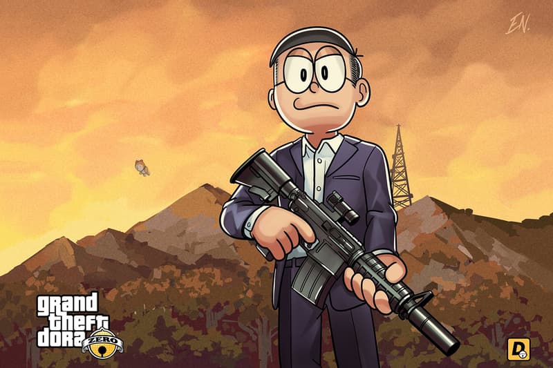 Doraemon Grand Theft Auto Video Game Art