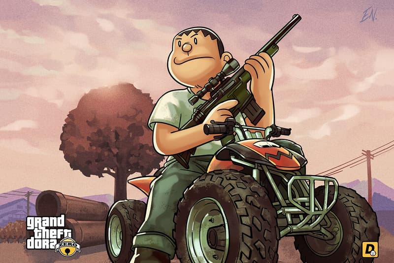 Doraemon Grand Theft Auto Video Game Art