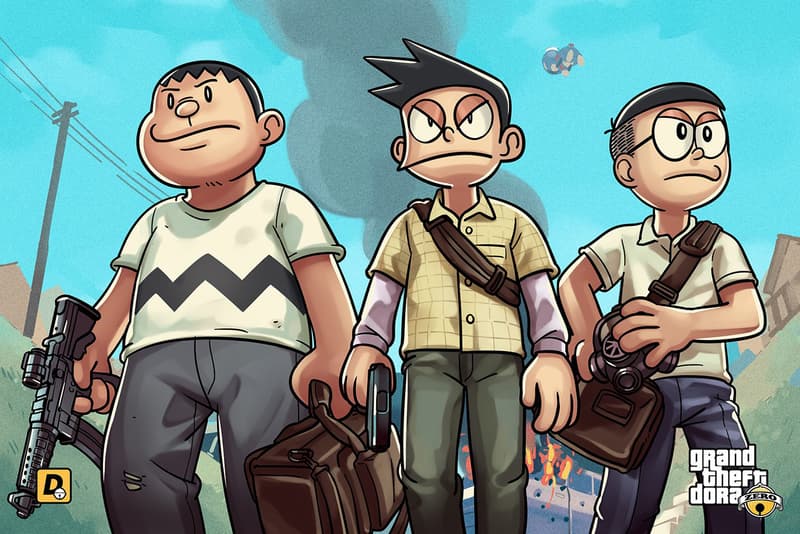 Doraemon Grand Theft Auto Video Game Art