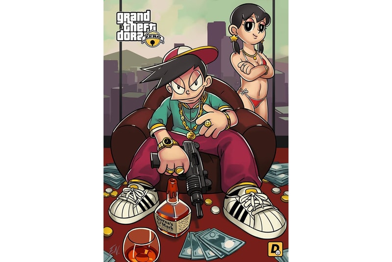Doraemon Grand Theft Auto Video Game Art