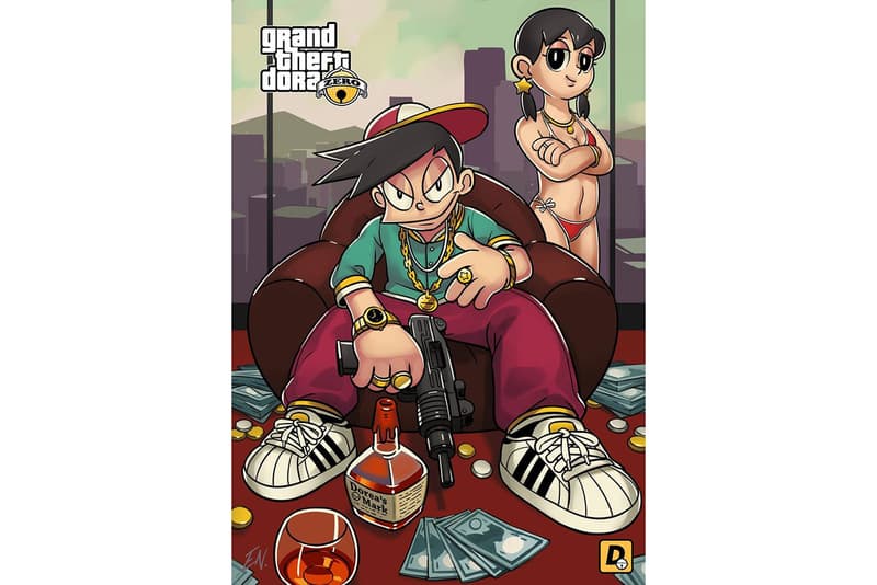 Doraemon Grand Theft Auto Video Game Art