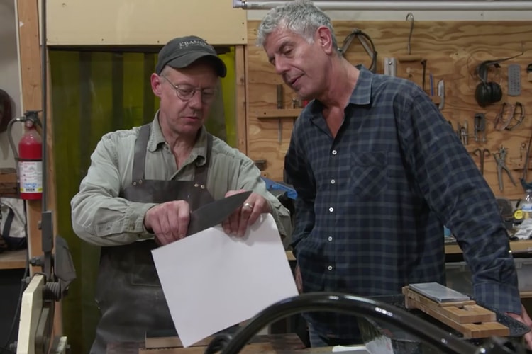 Anthony Bourdain Checks out Bob Kramer's Melted Meteorite Knives